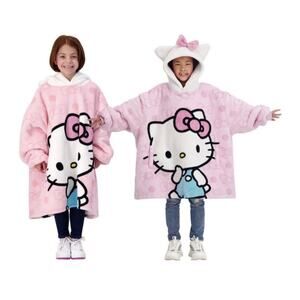 Character Kids Wayy Big Hello Kitty Pullover Hoodie Fleece Lined OSFM 4-10 NWT